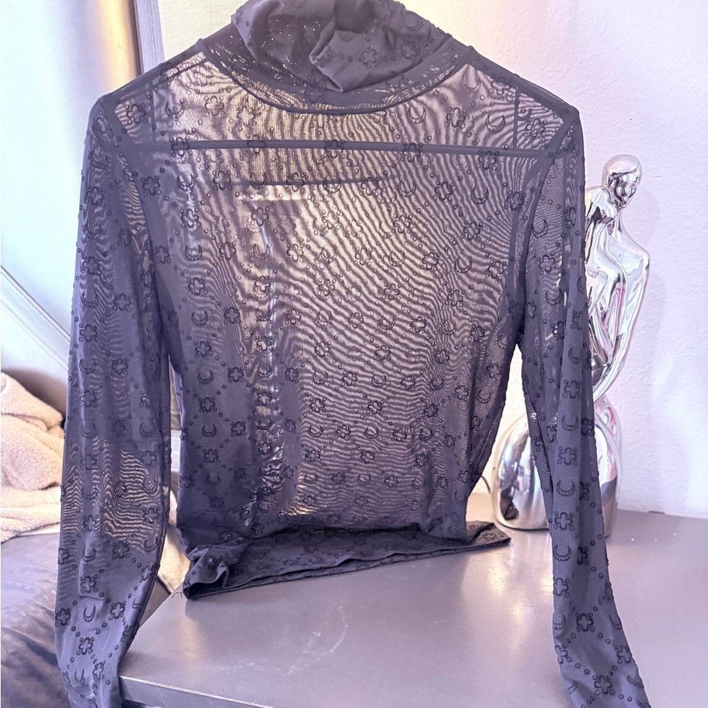 Elegant Black Sheer Women's Top